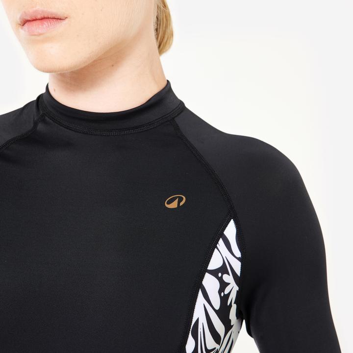 Actual product image Olaian Badeanzug Surfen Damen langarm Dani schwarz/weiss (42)