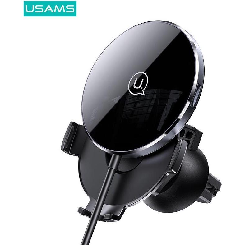 Usams Uchwyt indukcyjny US-CD164 15W 2w1 Magnetic do kratki went. czarny/nero CD164DZ01, Supporto per smartphone, Nero