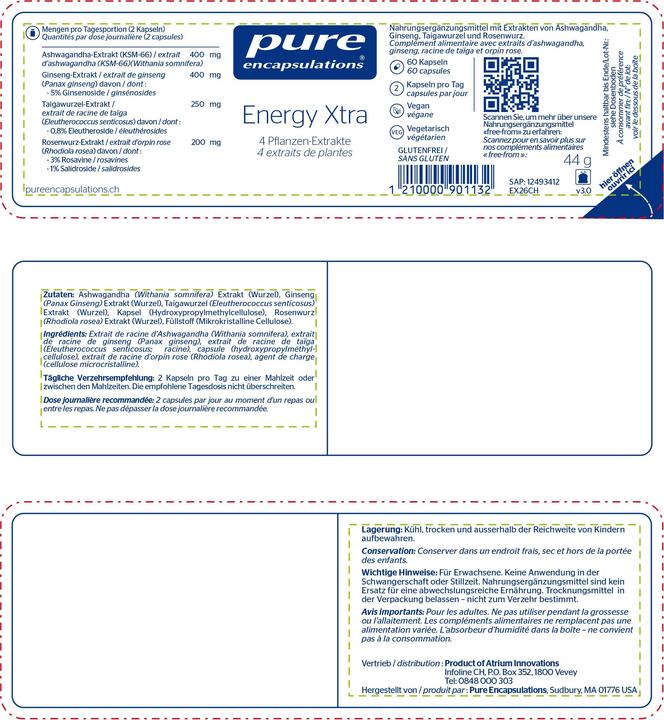 Actual product image Pure encapsulations Energy Xtra (60 Piece, Capsules, 78 g)
