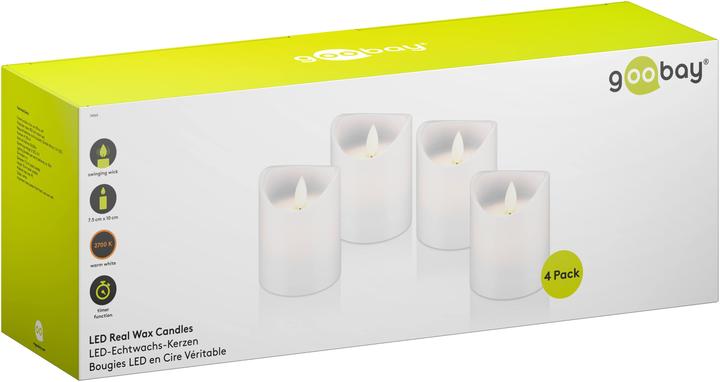 Actual product image Goobay 4er-Set LED-Echtwachskerzen, weiss (4 x)