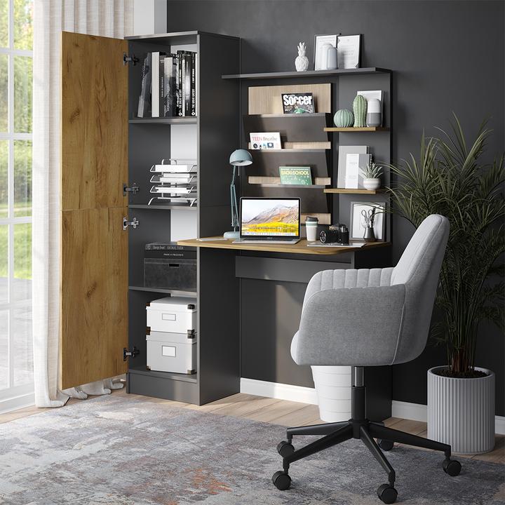 Produktbild Vicco Schreibtisch Tessa, Anthrazit/Goldkraft Eiche, 122.9 x 33.4 cm