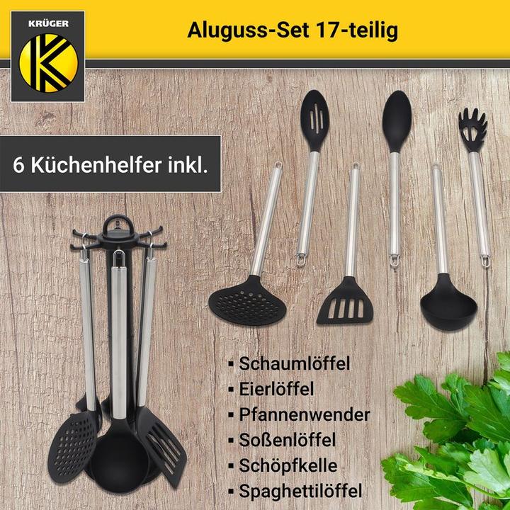 Produktbild Krüger Set Aluguss-Kochgeschirr (28 cm, Pfannenset + Topfset, Aluminiumguss)