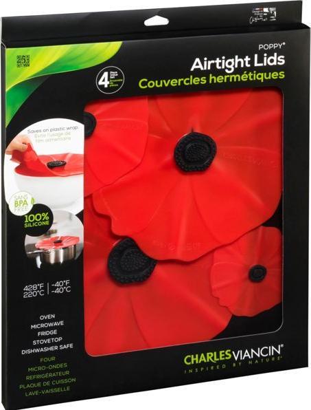 Actual product image Charles Viancin Poppy Set aus 4 Silikon-Deckeln 28/23/15/10cm (28 cm, Plastic)