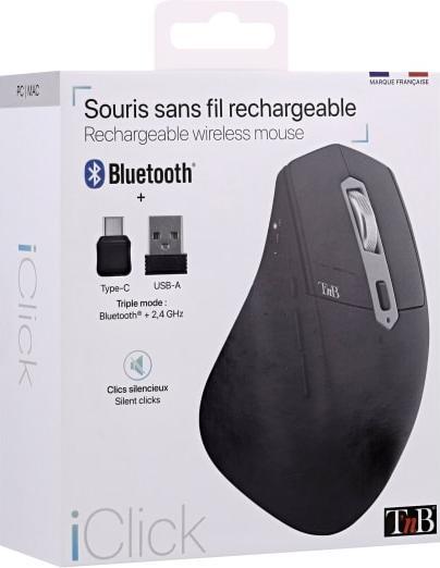 Produktbild T'nB Souris sans fil semi-ergonomique Dual Connect iClick (Noir) (Kabellos)