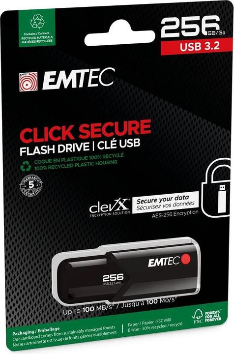 Actual product image Emtec B120 Click Secure (256 GB, USB-A)