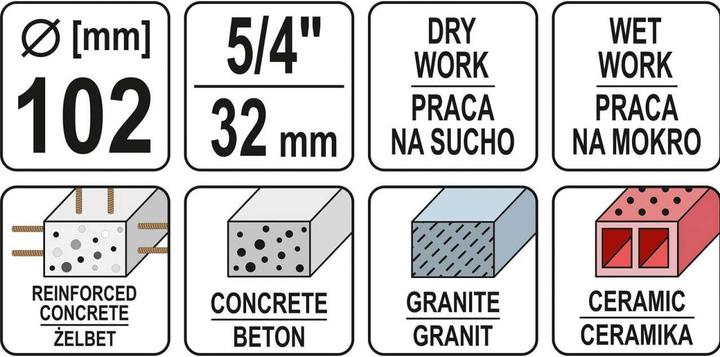 Actual product image Yato Crown Drill For 102 mm Drill For Drilling And Drying (102 millimetres)