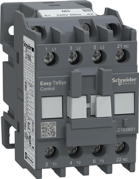Produktbild Schneider Easy TeSys Leistungsschütz 3P 6A 1NC 220V AC 50Hz LC1E0601M5