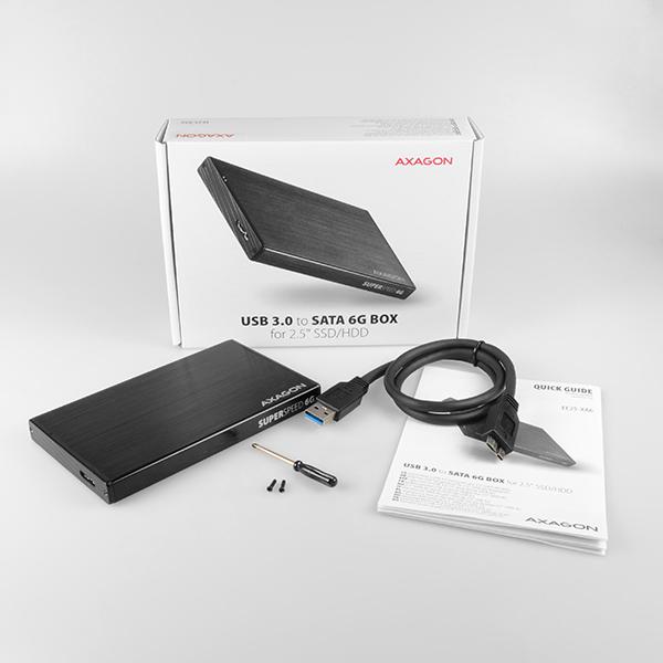 Productafbeelding Axagon EE25-XA6 - HDD / SSD behuizing - 2,5 Inch - SATA - Serial ATA II - Serial ATA III (2.5")