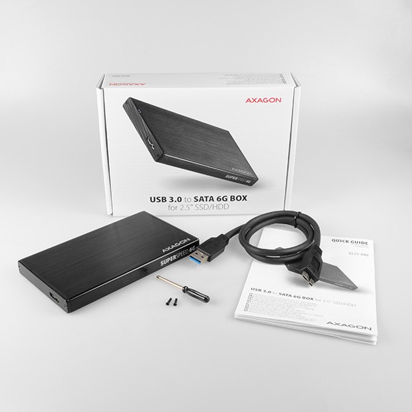 Actual product image Axagon EE25-XA6 - HDD / SSD Enclosure - 2.5 Inch - SATA - Serial ATA II - Serial ATA III (2.5")