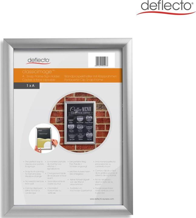 Produktbild Deflecto Wandprospekthalter SFA2S A2 Klapprahmen silber (A2)