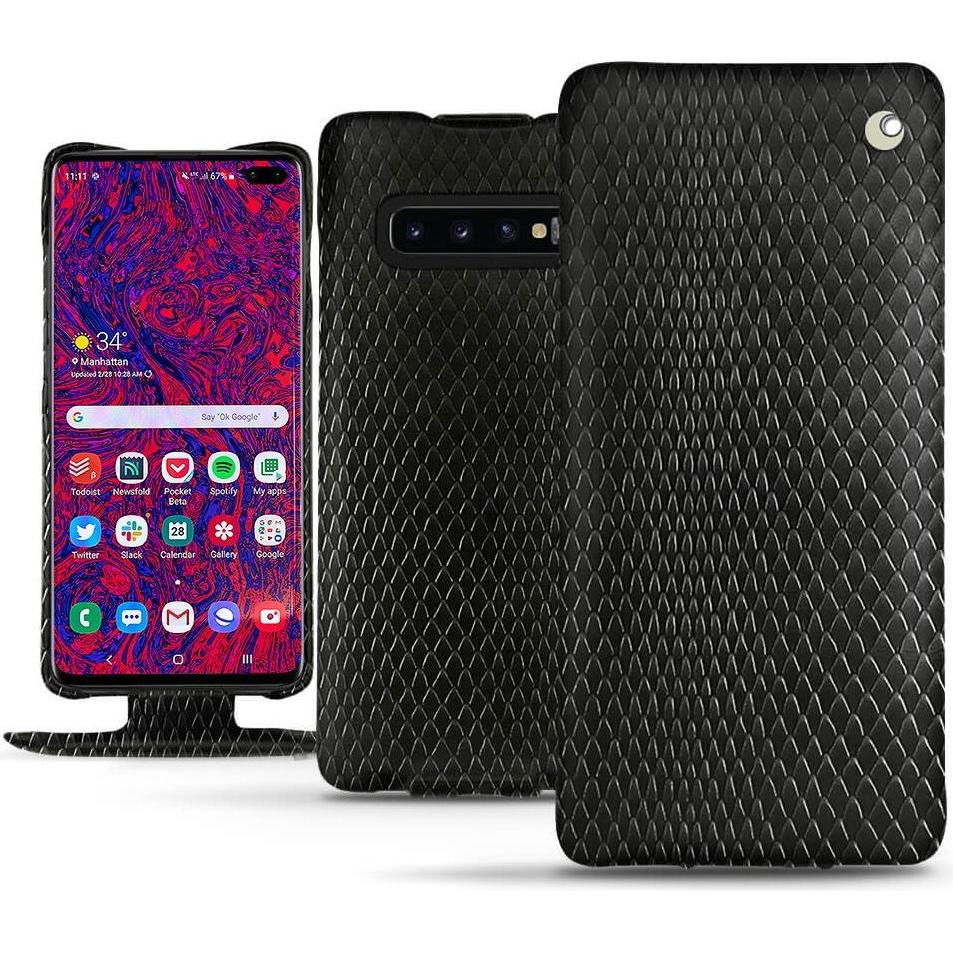 Thumbnail - Noreve Lederschutzhülle vertikal (Samsung Galaxy S10+), Smartphone Hülle, Schwarz