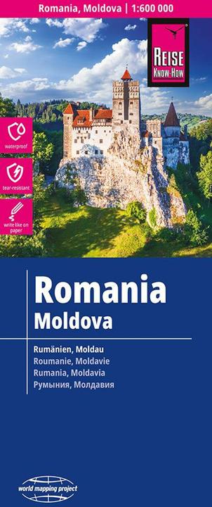 Image du produit Landkarte Rumänien, Moldau / Romania, Moldova (1:600.000)