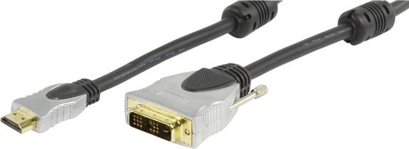 Actual product image HQ-SilverSeries HDMI plug -> DVI18+1 plug (20 m, HDMI)