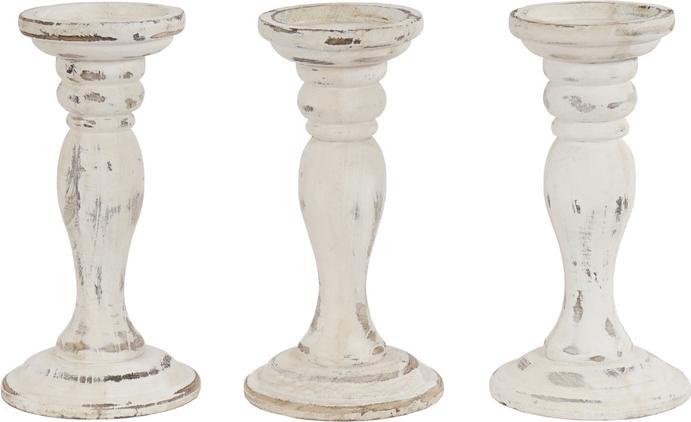 Produktbild Swisshandel24 3er Set Kerzenständer, Kerzenhalter, Shabby-Look Vintage Höhe 24cm weiss