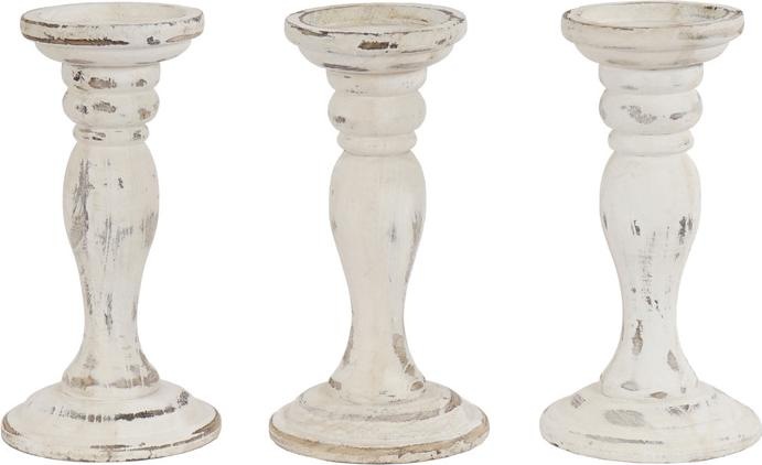 Immagine prodotto Swisshandel24 Set di 3 candelabri, portacandele, look Shabby Vintage altezza 24cm Bianco