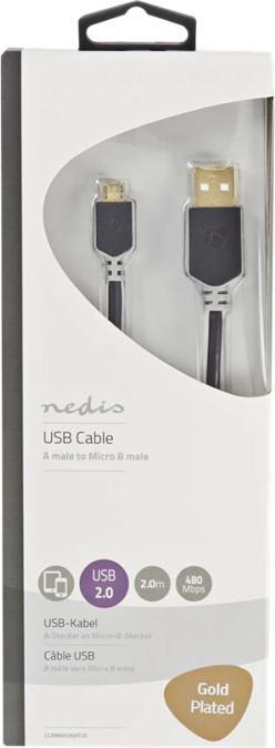 Produktbild Nedis USB-Kabel 2.0 A Stecker - Micro-B-Stecker 2.0 m (2 m, USB 2.0)