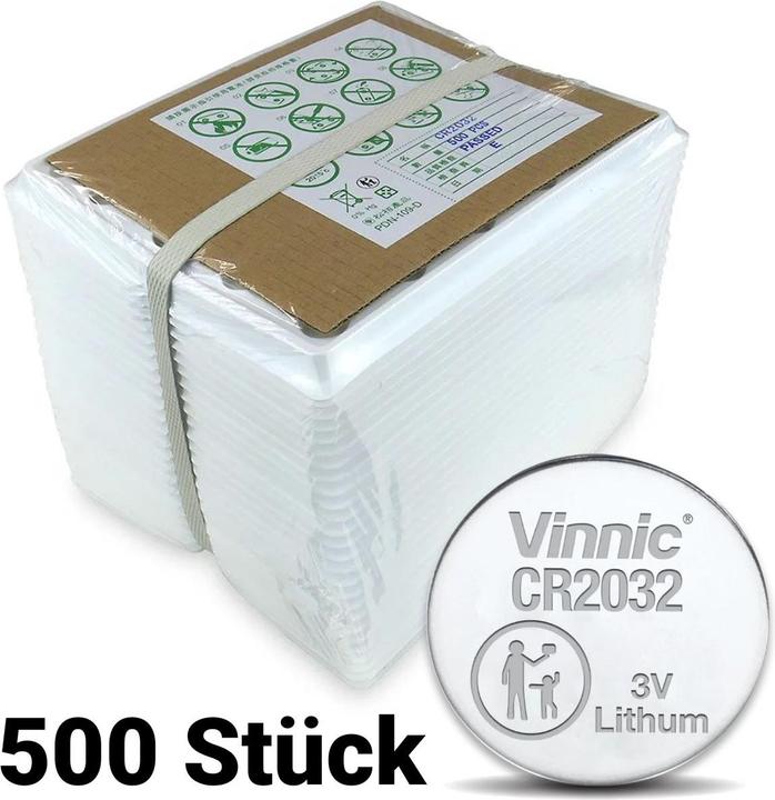 Actual product image Vinnic CR2032 Lithium Batterien - 500 Knopfzellen-Batterien (500 pcs., CR2032, 240 mAh)