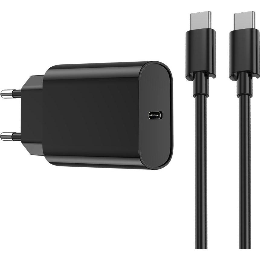Wiwu Wandladegerät Wi-U001 PD 20W 1x USB-C schwarz + Kabel USB-C - USB-C (20 W), USB Ladegerät, Schwarz