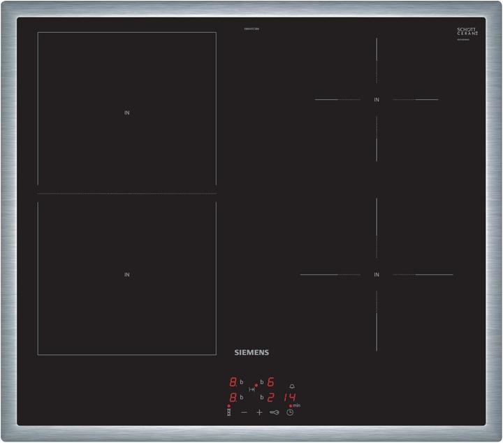 Produktbild Siemens iQ500, Induktionskochfeld, 60 cm, herdgesteuert, Schwarz, Mit Rahmen aufliegend, EM645CSB6E (58.30 cm, Induktionskochfeld)