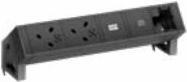 Actual product image Bachmann DESK2 2xUK 1xUSB A/C 22W 1xCM 0.2m GST18 RAL9005 (2 x, CEE 7/3, BS 1363, 0.20 m)