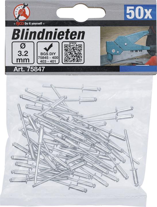 Produktbild BGS Blindnieten-Sortiment Ø 3,2 mm 50-tlg.