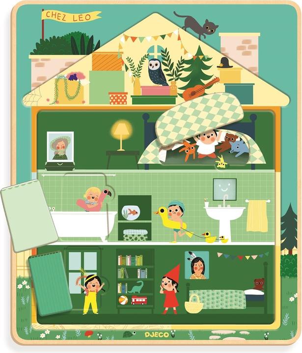 Immagine prodotto Djeco Schichtpuzzle Chez Leo (12 pezzi)