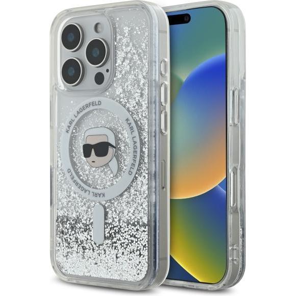 Karl Lagerfeld KLHMP16XLGKISGH iPhone 16 Pro Max 6.9" hardcase transparent Liquid Glitter Karl Head (Apple iPhone 16 Pro...