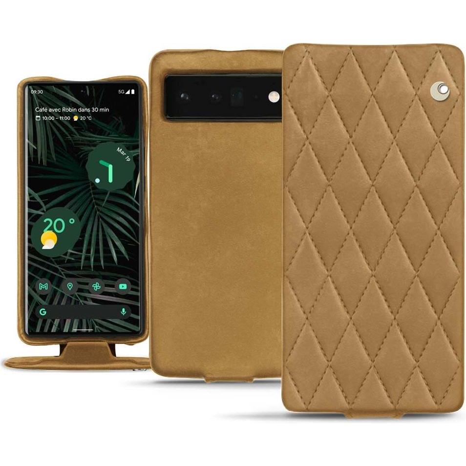 Noreve Lederschutzhülle vertikal (Google Pixel 6 Pro), Smartphone Hülle, Braun