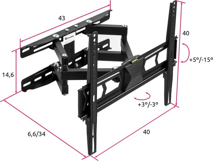 Immagine prodotto tectake Supporto a parete per TV (Muro, 55", 60 kg)