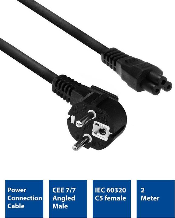 Produktbild Powercord mains connector CEE7/7 male (angled) - C5 black 2 m (2 m)