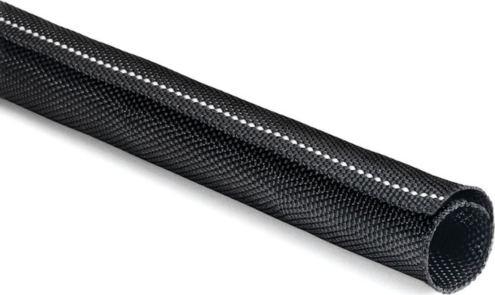 Produktbild HellermannTyton Geflechtschlauch 5...8 mm schwarz mit weissen Fäden (Kabelschlauch, 1 cm)