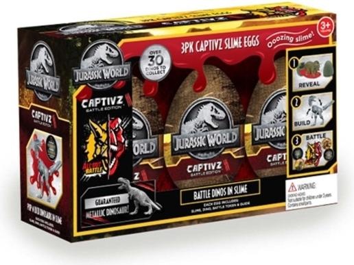 Immagine prodotto Jurassic World CAPTIVZ uovo di melma con figura di dinosauro Clash Edition, confezione da 3, TM-JW-BESE3PK