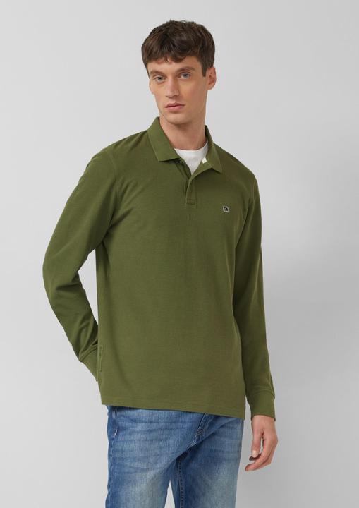 Produktbild s.Oliver Polo-Shirt Langarm-Poloshirt mit Waffelstruktur und Logo-Patch (S)