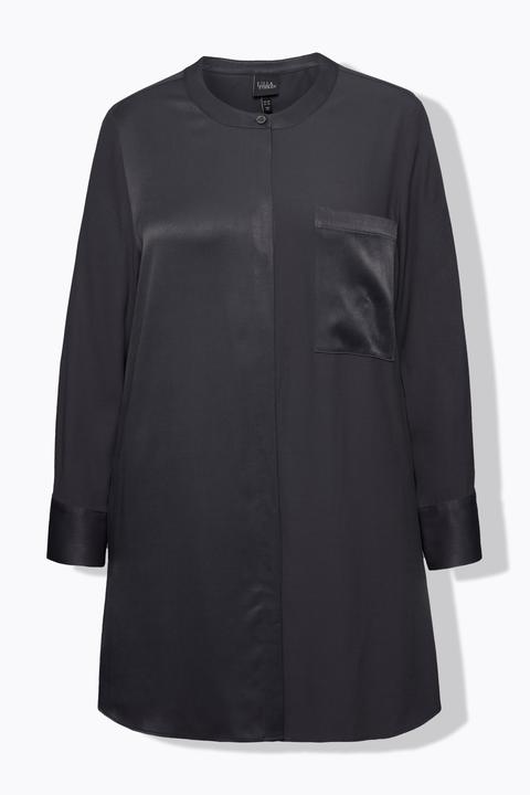 Actual product image Ulla Popken Satin Patch Button Front Tunic Blouse (54)