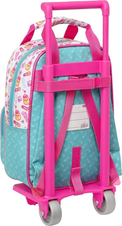 Image du produit The Bellies Sac à dos scolaire à roulettes 20 x 28 x 8 cm Violet turquoise Blanc