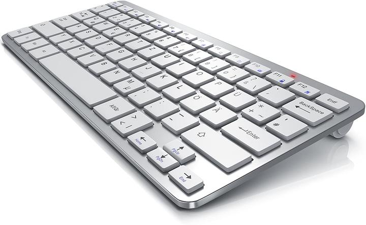 CSL Wireless Tastatur, 2,4Ghz Slim Design Mini Keyboard, platzsparend, ergonomisch, Kabellos, silber (DE, Kabellos)