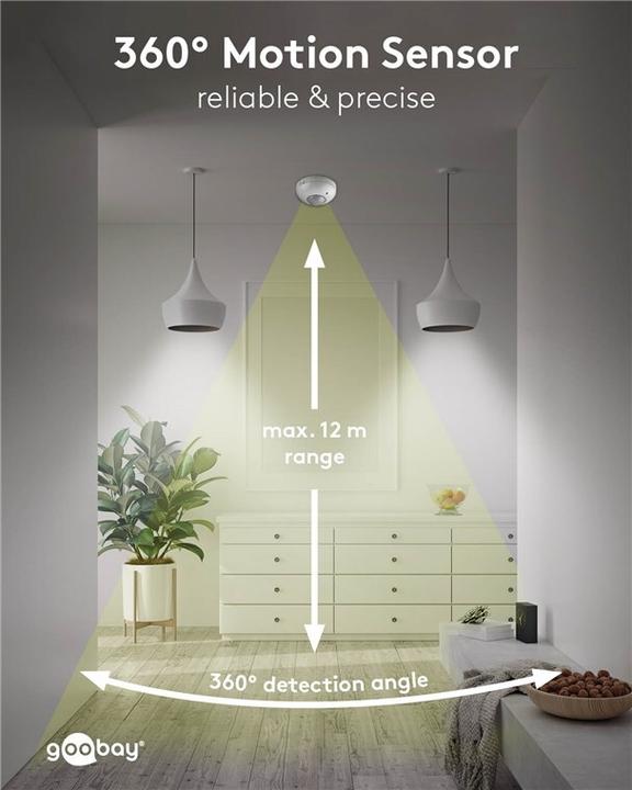 Actual product image Goobay Ceiling, wall PIR motion detector (12 m)
