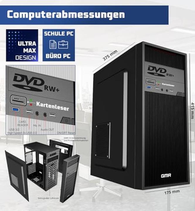 Actual product image GMR Ultra Max i7 Office PC with 16GB RAM, 512GB SSD, DVD±RW, USB 3, Windows 11 Pro, WiFi Bluetooth (16 GB, 512 GB)