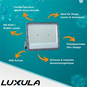 Produktbild Luxula LED-Fluter, EEK: E, 150W, 18500lm, 4000K, IP65, grau (18500 lm, IP65)