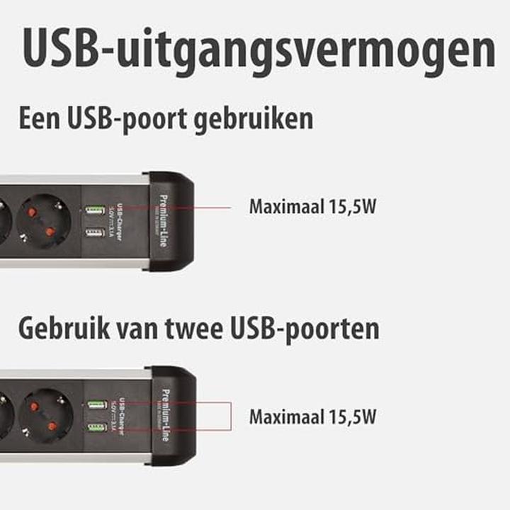 Actual product image Brennenstuhl Premium-Protect-Line (6 x, USB, 3 m)