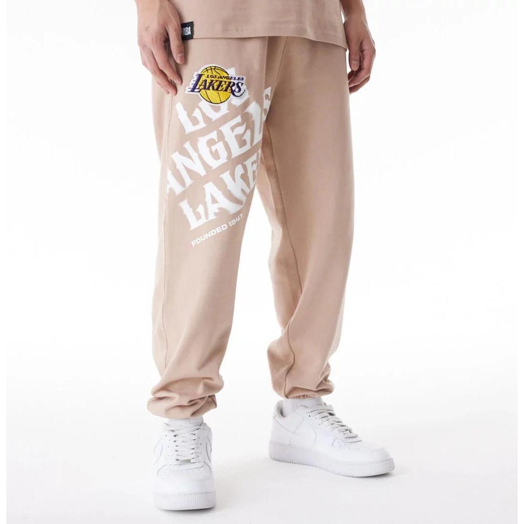 New Era, Herren, Hosen, jogging os angees akers nba graphic, Beige, (L)