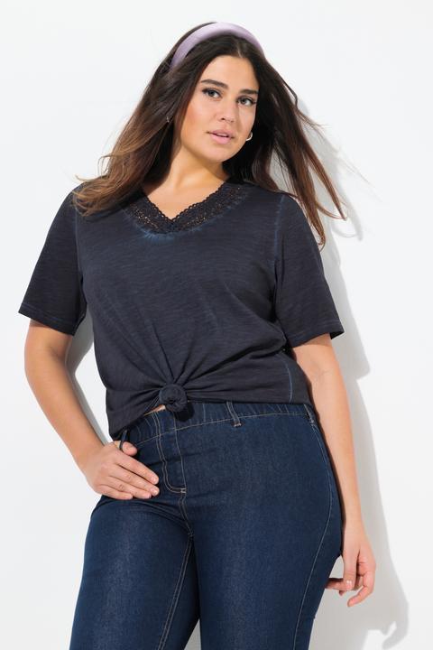 Produktbild Ulla Popken T-Shirt, Spitze, Classic, V-Ausschnitt, Halbarm (46, 48)
