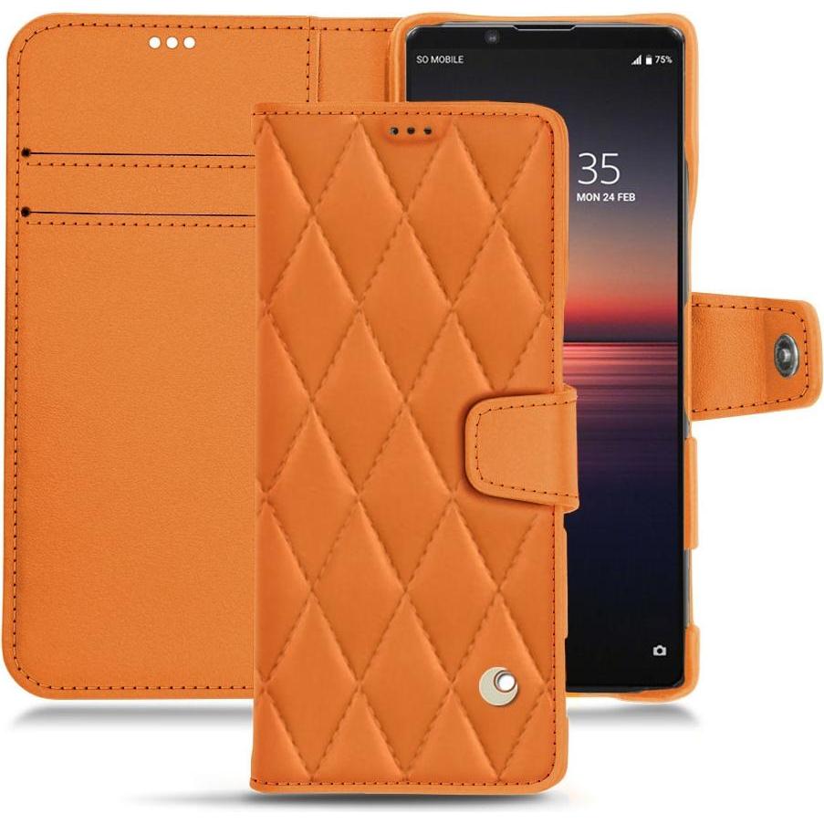 Noreve Lederschutzhülle Wallet (Sony Xperia 1 II), Smartphone Hülle, Orange