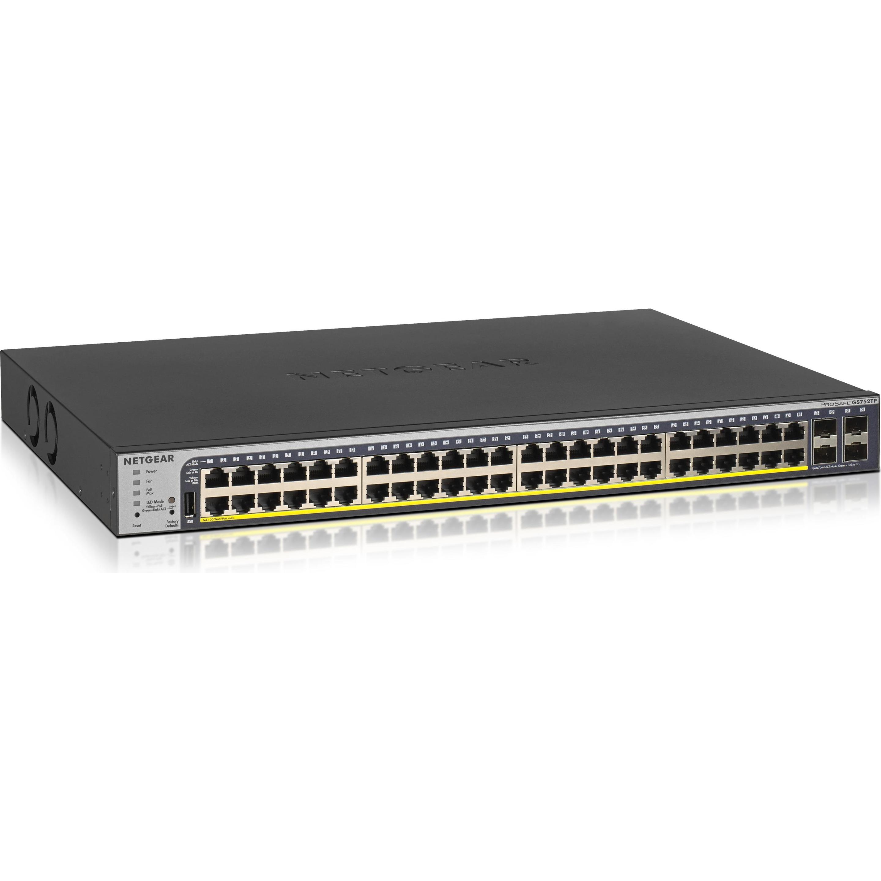Netgear GS752TP (52 Ports), Netzwerk Switch, Schwarz