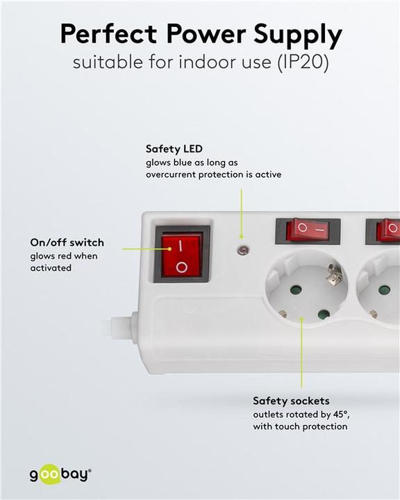 Actual product image Goobay Power strip (6x, CEE 7/3, 1.40 m)