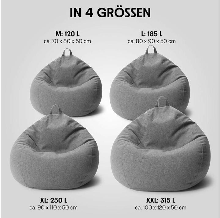 Produktbild Urbanara Sitzsack Basic-Comfort 315 l Polyester (PES), Grau