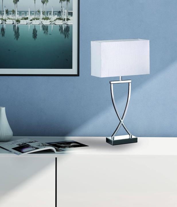 Produktbild Fischer & Honsel Tischleuchte Metall/Stoff 1-flammig HxB 510x270 mm Anni chromfarben Stoffschirm wei mit Schnurzwis (E27)