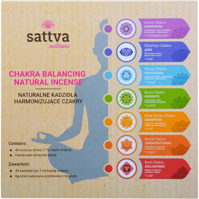 Sattva Ayurveda, Räucherstäbchen, Sattva Chakra Balancing Natural Incense Natural Incense Harmonizing Chakras 49Pcs