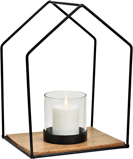 Image du produit G. Wurm Maison de lanterne en métal/verre noir (L/H/P) 26x