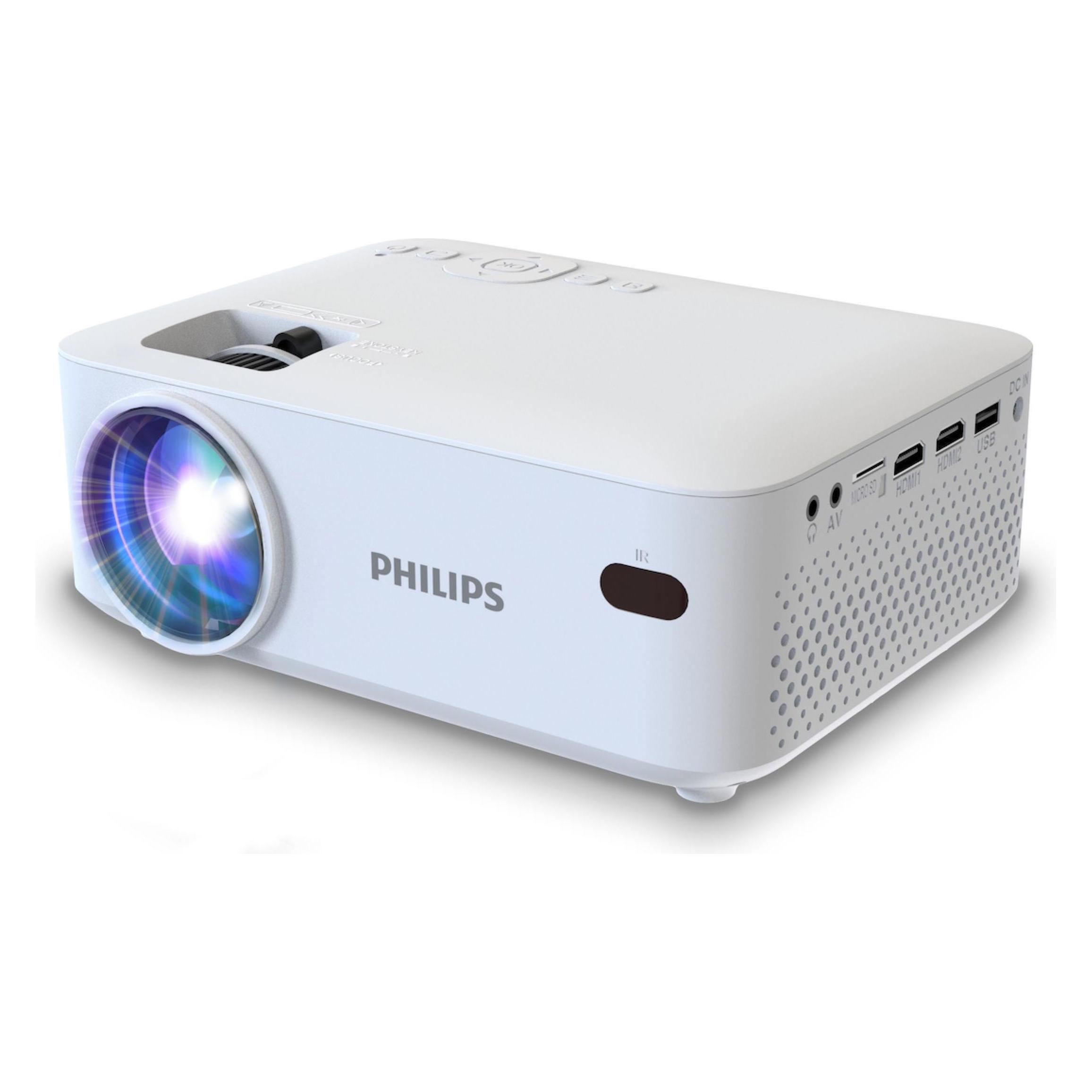 Philips Videoprojektor Neopix 100 (WVGA, 80 lm, 1.47:1), Beamer, Weiss